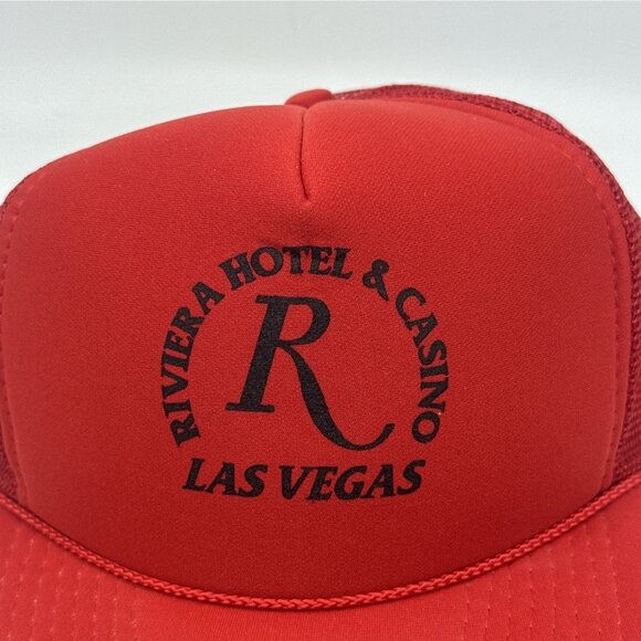Vintage Riviera Hotel & Casino Las Vegas Trucker Hat Red Foam Mesh Snapback Cap - Picture 11 of 13